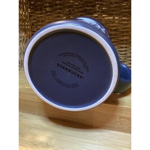 Starbucks Elephant Embossed 2011 Black & White Coffee Mug Orange Inside - Picture 3 of 6